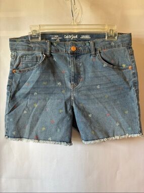 Cat & Jack Light Blue Denim Shorts with Multicolor Hearts